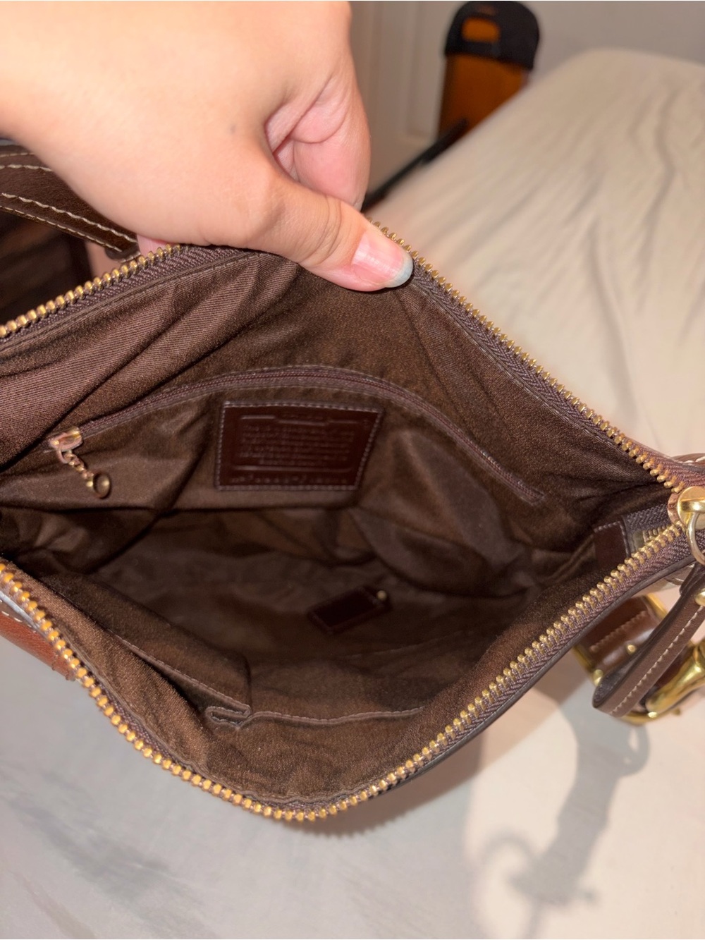 Coach Patchwork Signature & Leather Shoulder Bag in Brown Tones - Picture 6 of 12
